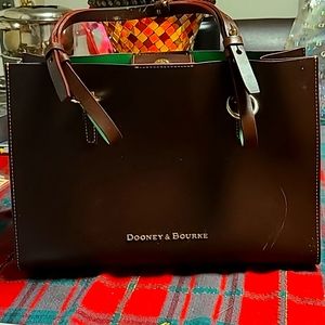 Dooney & Bourke Janette smooth brown Tmoro matte leather body with green matte